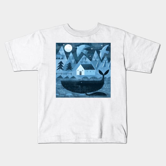 Blue Whale Kids T-Shirt by Gareth Lucas